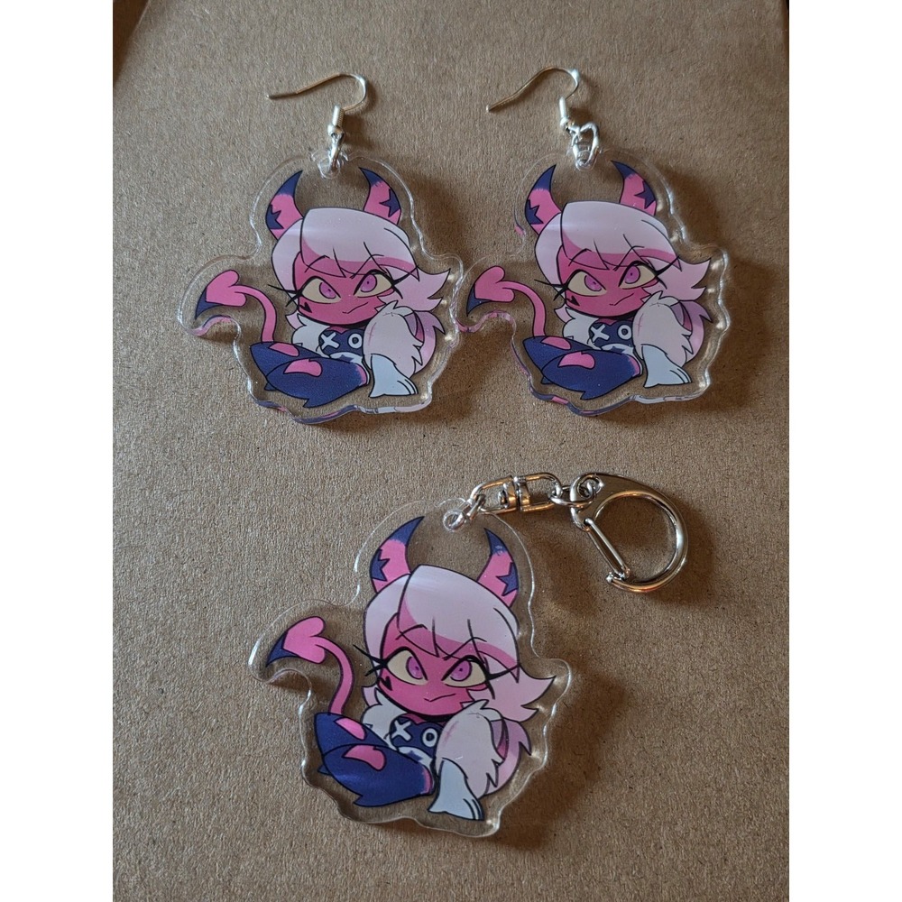 Verosika Mayday Keychain & Earrings SET Chibi Verosika Helluva Boss Handmade